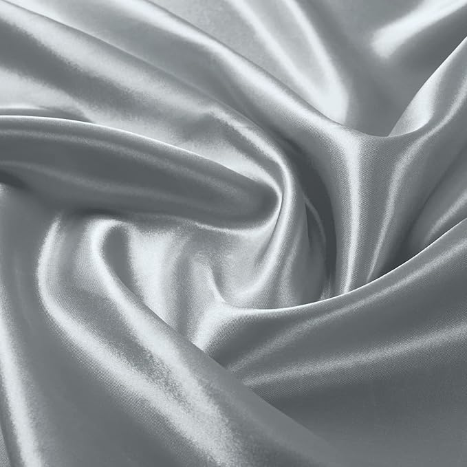 1 Pack Silver Satin Tablecloth, 58 x 102 Inches Rectangle Silver Table Cover, Smooth Fabric Satin Table Cloths, Luxury Silk Tablecloth for Party Wedding Dinner Restaurant