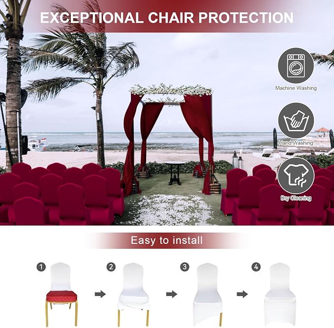 Trlyc Spandex Banquet Chair Covers 100 Pcs Burgundy for Wedding - Image 5