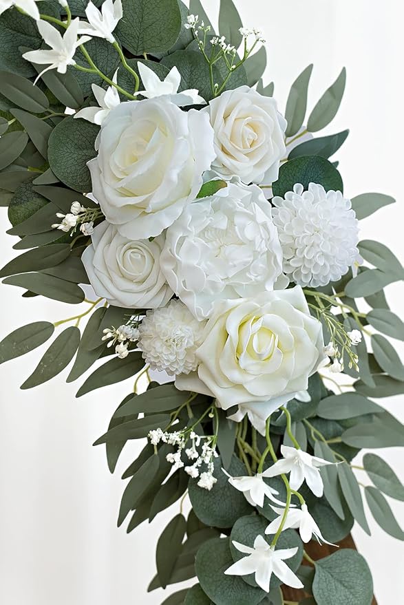 Olalaka Artificial Flower Swag Set of 2 for Wedding Welcome Signs Floral Decorations, White Wedding Arch Flowers for Wedding Ceremony - Image 7