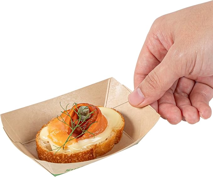 Restaurantware Paper Food Boat 400 Pack 4 oz Leak-Resistant Disposable Boat Tray Appetizer Serving Tray Durable Kraft Ideal For Rustic Food Presentation - Image 11