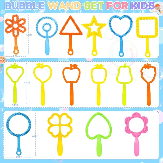 27 Pcs Big Bubble Wands Toys Set, Giant Bubble Wands with Tray for Kids Summer Outdoor Toys Bubbles Party Favors Bubbles Maker Bulk for Kids Toddlers Boys Girls Age 3 4 5 6 7 8+