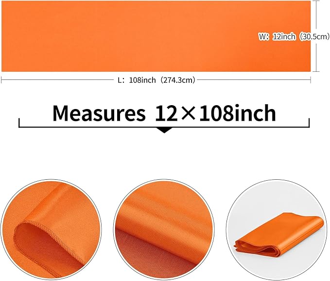 15-Pack Orange Satin Table Runner 12 x 108 Inch Long Fuchsia Bright and Smooth Silk Fabric Table Runner for Wedding Banquet Birthday Party Decoration - Image 3