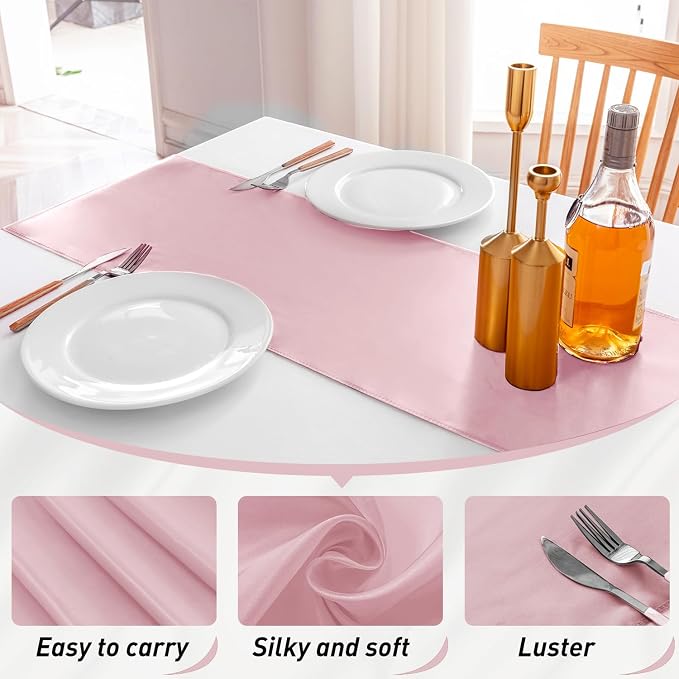 20 Pack Satin Table Runner 12 X 108 Inch Silk Table Runner for Party,Wedding, Birthday, Banquets,Decoration(Rose Gold) - Image 2