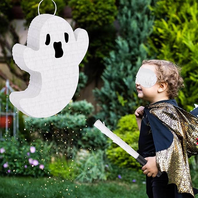 Ghost Pinata Halloween Pinata with Stick and Blindfold Holidays Decorations for Halloween Party Supplies Kids Birthday Game Parties Ghost Themed Decor