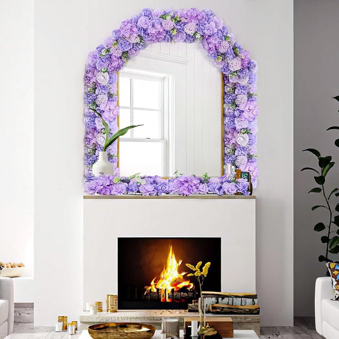 Wedding Arch Flowers 6-Pack Purple Artificial Floral Panel | Mixed realistic flowers, flexible styling, easy DIY setup, reusable and low-maintenance for weddings, parties and home décor. - Image 7