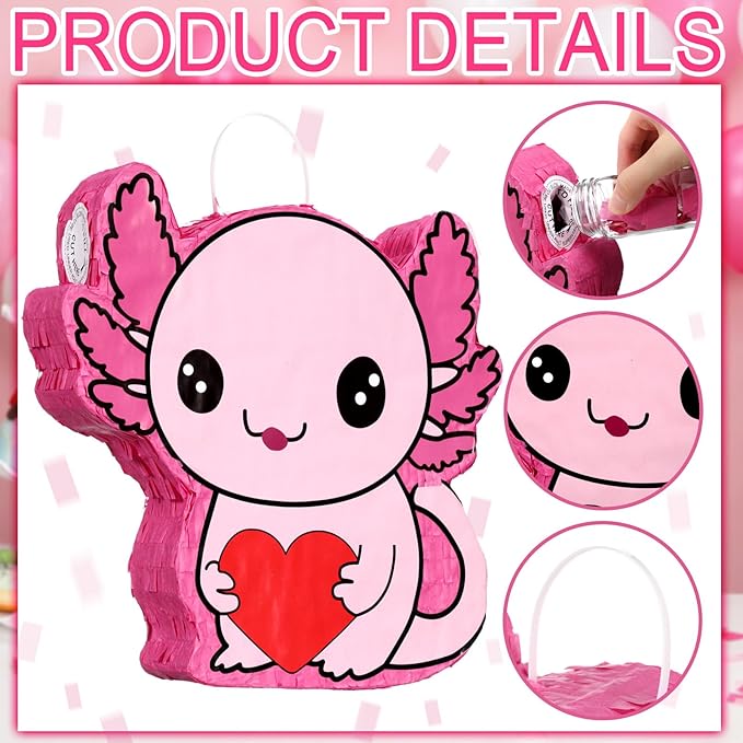 Axolotl Piñata Valentine's Day Axolotl Themed Animal Piñata for Fiesta Party Supplies Festivals Holiday Photo Props Fiesta Party Supplies, Birthday Centerpiece Decor