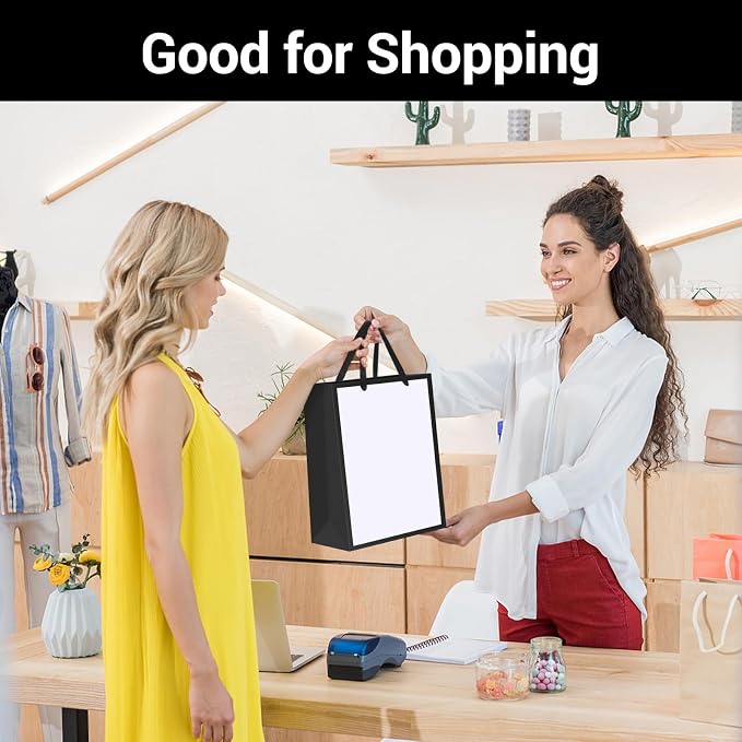 EUSOAR Paper Gift Bags with Handles, 12pcs 9.8"x5.1"x12.6" Retail Shopping Wrapping Paper Bags, Kraft Gift Wrap Bags Bulk for Business, Craft Grocery, Wedding Birthday Party Thank You Treat Favor - Image 5