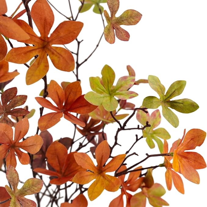 3 Pcs Fall Faux Greenery Stems, Artificial Fall Stem Branches Autumn Leaves with Stems Faux Fall Plants for Vase Home Festival Centerpieces Thanksgiving Fall Decor - Image 7