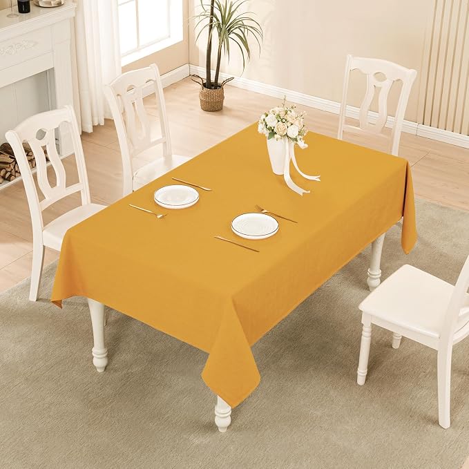 BALCONY & FALCON Rectangle Table Cloth Waterproof Gold Orange 70"x55" | Rectangular Washable Wrinkle Resistant Table Cloth Linen Fabric Tablecloths for Dining Party Kitchen Wedding and Outdoor Use - Image 5