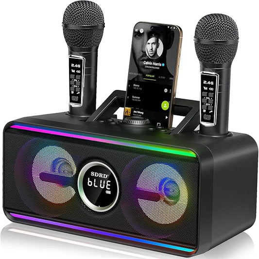 216 Bluetooth Karaoke Machine for Adult Kid with Storage and Charging Station, Powerful Karaoke System, 12H Playtime, Rechargeable Wirless Microphone, Support USB/AUX Indoor Outdoor