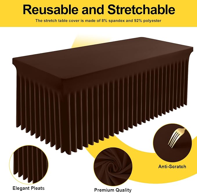 Smiry Spandex Elastic Fitted Table Cloth Skirt for 5FT Rectangle Table - Image 4