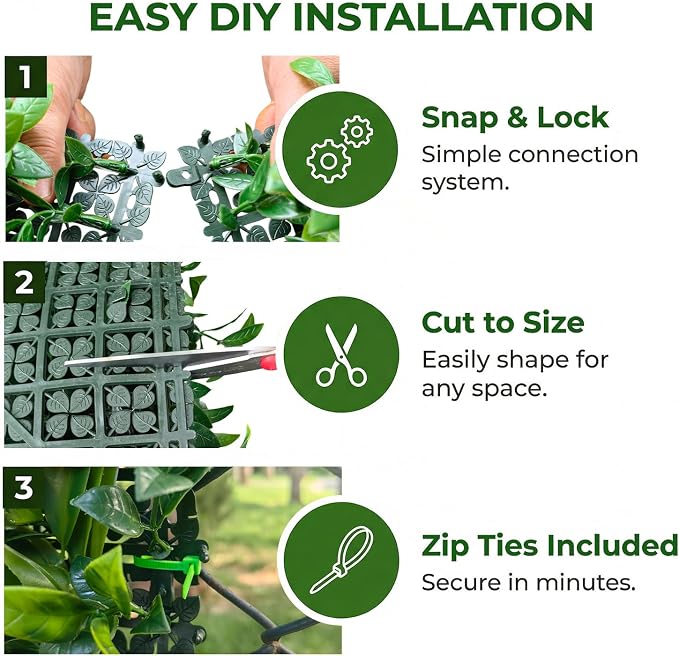 Artificial Grass Wall Panels, 40"x40" Greenery Wall Boxwood Panels, UV-Anti | Faux Grass Ivy Privacy Screen Fence, Grass Wall Backdrop for Indoor Outdoor Garden Patio Backyard Green Wall Decor - Image 4