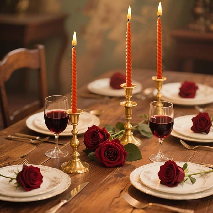 4 Pcs8 Inch Fall Orange Gradient Color Taper Candles,Wedding,Birthday Party,Christmas and Spring Home Decoration, Twisted Candlesticks for Dinner Halloween,Thanksgiving (4, Orange, 8 in)