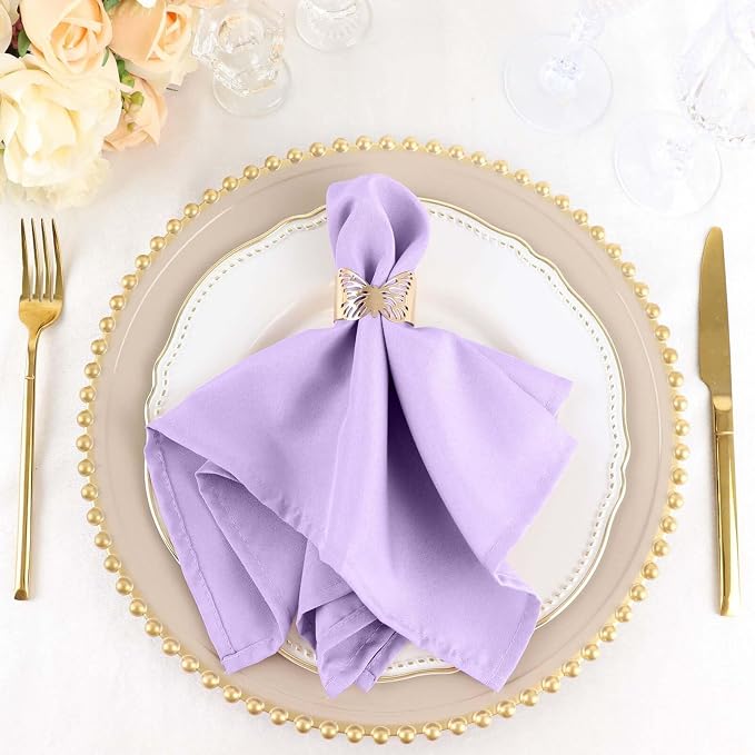 Efavormart Premium Cloth Napkins Set of 10, 17x17 Inch Lavender Seamless Dinner Napkins, Washable Linen Table Napkin Cloth with Hemmed Edges for Weddings, Party and Banquet by efavormart