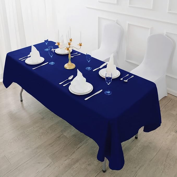 Fokitut 2 Pack Waterproof Rectangle Tablecloth, 60x120 Inch,Stain Resistant and Wrinkle Polyester Table Cloth, Fabric Table Cover for Kitchen Dining, Wedding, Party, Holiday Dinner-Royal Blue - Image 5