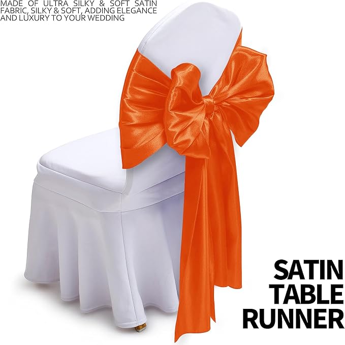 SI Pack of 15 Wedding 12 x 108 inch Satin Table Runner for Wedding, Decorations for Graduations, Engagements, Birthday Parties, Banquets, Runners fit Rectangle, Round Table - Orange - Image 3