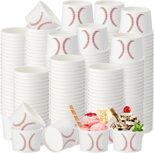 Honeydak 150 ml/ 5 oz Ice Cream Cups for Party Small Ice Cream Cups Disposable Treat Paper Dessert Snacks Sundae Container Wedding Birthday Party Supplies(Red and White,400 Pack) by Honeydak