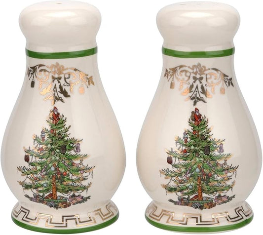 Spode Christmas Tree Gold Salt and Pepper Shaker Set (2-Piece)- Holiday Kitchen & Table Décor - Festive Home Accent, Christmas Gift/Stocking Stuffer for Collectors & Holiday Enthusiasts
