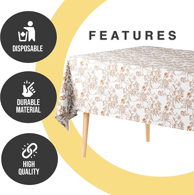 Exquisite 66% Thicker Floral Plastic Tablecloth Rectangle 54x108 Inch 6 Pack - Pomegranate Disposable Summer Table Cloth Tea Party Decorations - Fruit Print Table Cover Bridal Shower Wedding Fall - Image 4