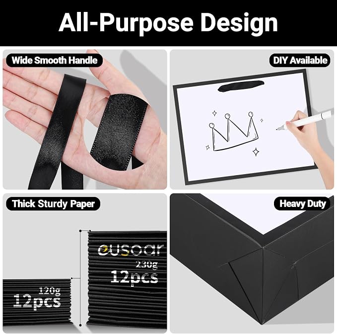 EUSOAR Paper Bags with Handle, 12pcs 16"x6"x12" Thank You Gift Wrap Bags with Handles Bulk, Merchandise Retail Shopping Wrapping Bags for Business, Craft Grocery, Wedding Birthday Party Favor - Image 3