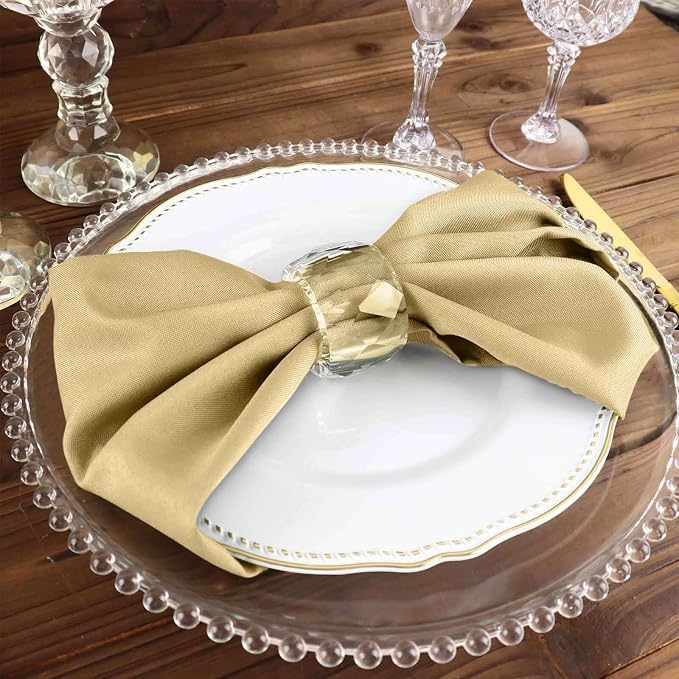 Tableclothsfactory Premium 100 Pack | Champagne Seamless Cloth Dinner Napkins, Wrinkle Resistant Linen | 17"x17" for Party & Decorations - Image 8