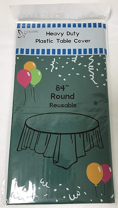Evershine 24 Pack 84" Hunter Green Round Heavy Duty Plastic Table Covers Tablecloth (Reusable) (Round 84", Hunter Green) - Image 2