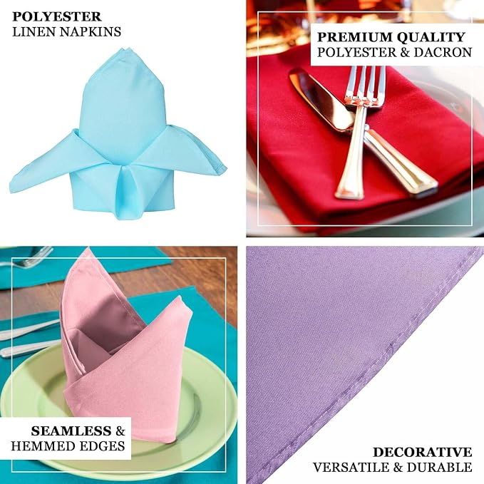 Tableclothsfactory Premium Pack of 5 Premium Nude 20" x 20" Washable Polyester Napkins Great for Wedding Party Restaurant Dinner Parties - Image 4