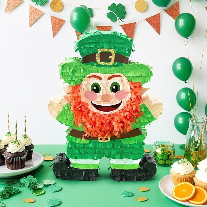WERNNSAI St Patricks Day Piñata Game St.Patrick's Kids Piñata with Blindfold and Stick for St Patricks Party Decoration Green Shamrock Piñata Candy Holder Party Supplies Baby Shower School Activities