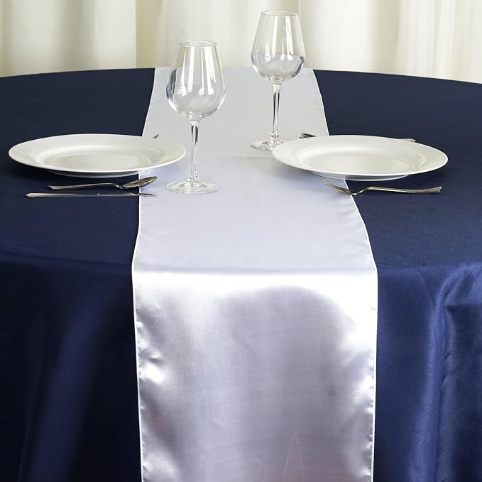 Balsa Circle 20 pcs 12 x 108 inch White Satin Table Runners Wedding Table Top Party Supplies Reception Linens Decorations - Image 2