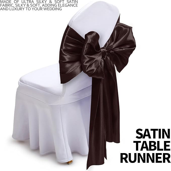 SI Pack of 10 Wedding 12 x 108 inch Satin Table Runner for Wedding, Decorations for Graduations, Engagements, Birthday Parties, Banquets, Runners fit Rectangle, Round Table - Coffee - Image 3