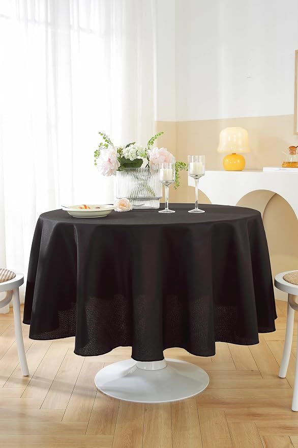 5 Pack Round Tablecloth 70 Inch Black Tablecloth, Polyester Fabric Washable Table Cloth for Home, Party, Wedding or Restaurant Use. - Image 5