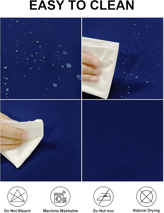 Fokitut 2 Pack Waterproof Round Tablecloth, 70 Inch, Stain Resistant and Wrinkle Polyester Table Cloth, Fabric Table Cover for Kitchen Dining, Wedding, Party, Holiday Dinner-Royal Blue - Image 2