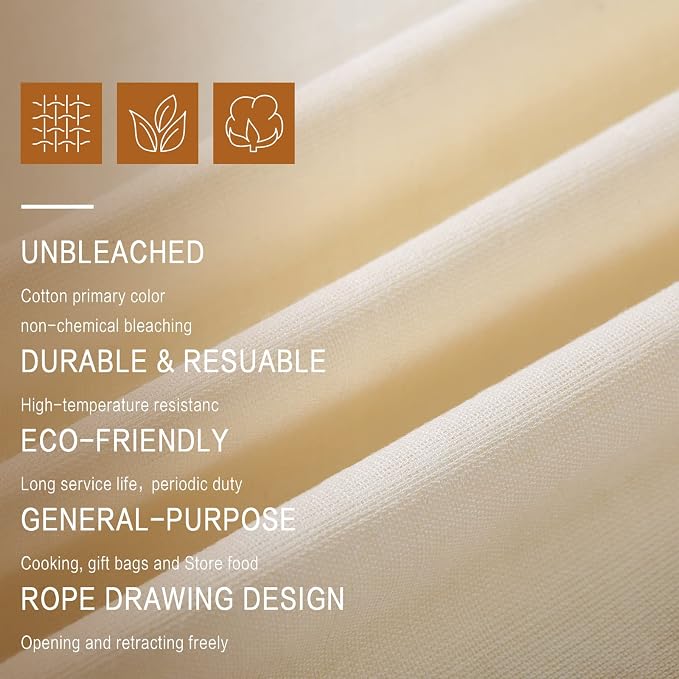Tatuo 400 Pcs Cotton Muslin Bags with Drawstring, 5 x 7 Inch - Image 3