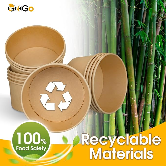 Ginkgo 90 Count 30 oz Extra Large Disposable Paper Bowls | Leak Proof, Heavy Duty Hot Soup Bowls Bulk for Ice Cream, Hot Soup, Salads, Dessert, Cereals, Cat and Dog Pet Bowls - Image 4