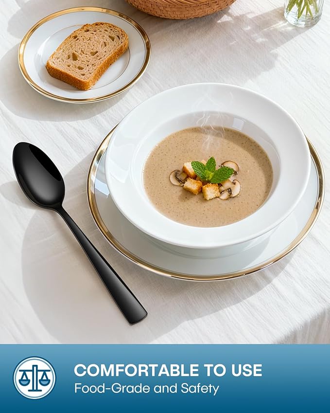 Stapava 20 Pcs Black Silverware Set, Food-Grade Stainless Steel Flatware Set for 4 Mirror Polished Cutlery Utensil Sets Include Dinner Knives Spoons and Forks Set Dishwasher Safe for Home Restaurant