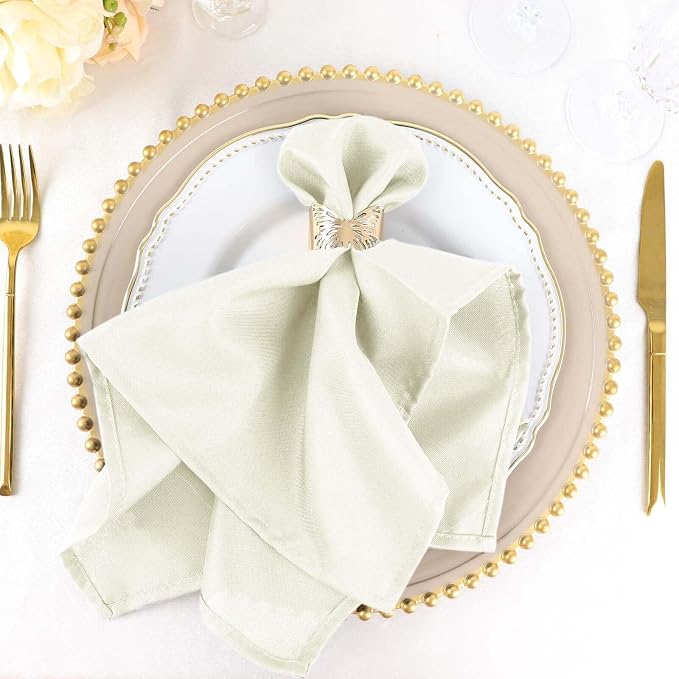 Tableclothsfactory Premium Pack of 100 Premium Ivory 20" x 20" Washable Polyester Napkins Great for Wedding Party Restaurant Dinner Parties for Party & Decorations - Image 6