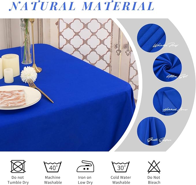 YMHPRIDE 6 Pack Royal Blue Polyester Tablecloths, 60 x 102 inch, Rectangular, Wrinkle Resistant, Machine Washable, Perfect for 6FT Tables, Wedding, Party, Banquet - Image 3