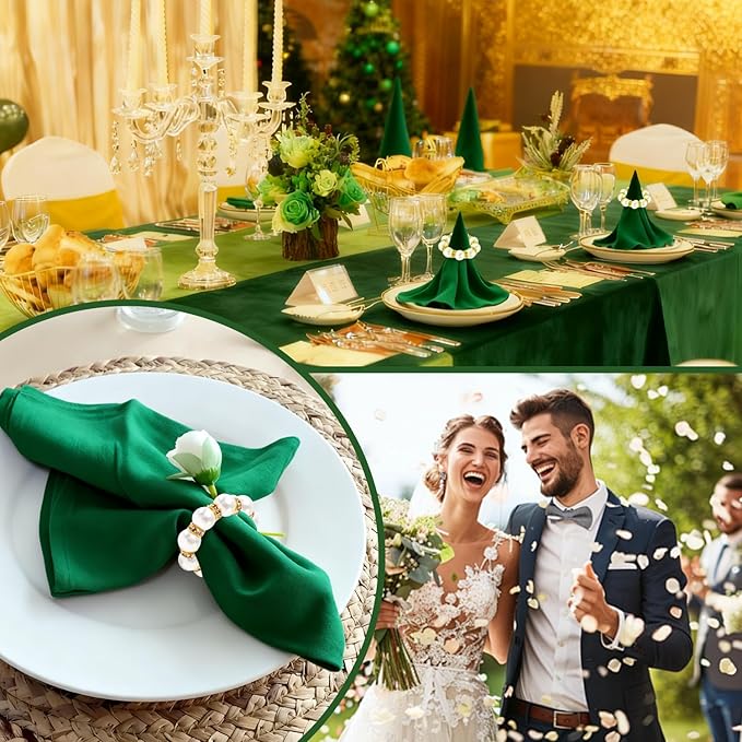 100 Pcs Pearl Napkin Rings, Exquisite Gold Napkin Rings Bulk, Suitable for Table Decorations for Weddings, Family Parties, Engagements, Christmas, and Other Occasions