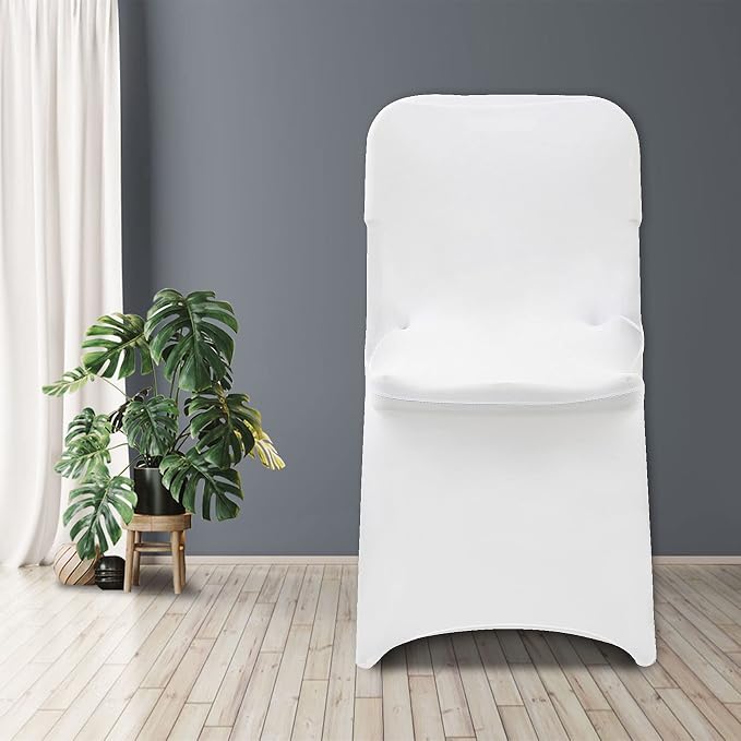 bricia 20 PCS White Stretch Spandex Folding Chair Slipcovers, Dining Room Chair Covers Stretch Chair Slipcovers Protector for Wedding, Banquet, and Party - Image 7