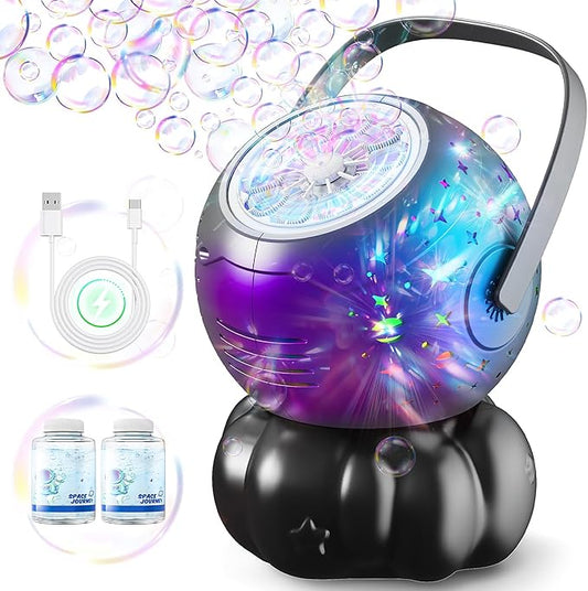 Bubble Machine - Halloween Bubble Maker for Kids with Big Bubbles Design, Multi-Color LED Light, 20oz Capacity，USB-C Rechargeable - Outdoor Toys for Toddlers Ages 3+ Boys Girls Party Birthday Gift