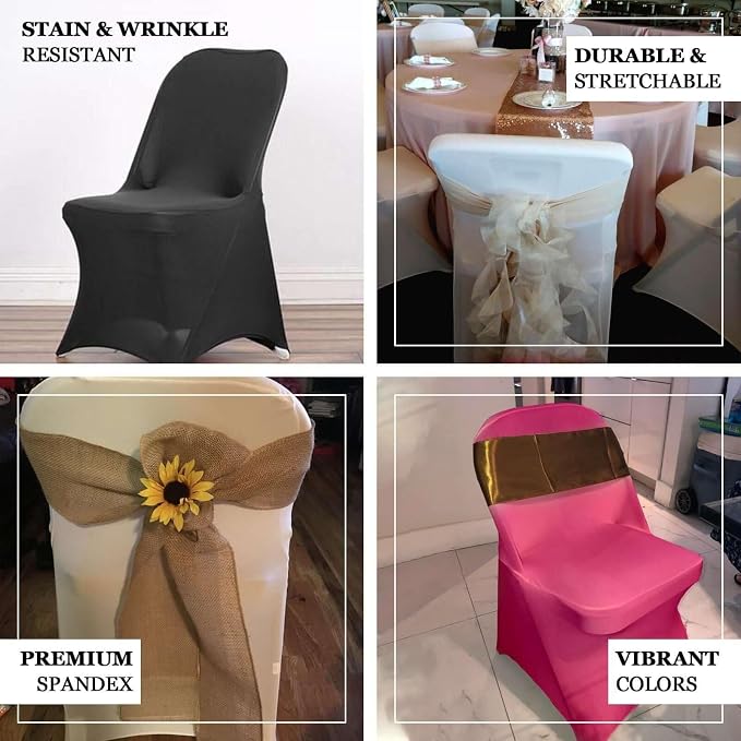 Tableclothsfactory Stretchy Spandex Fitted Folding Chair Cover Dinning Event Slipcover for Wedding Party Banquet Catering - Taupe - Image 4