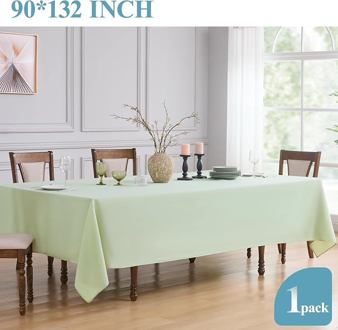 VidaFete 1 Pack 90 * 132inch Sagegreen Rectangle Tablecloth for 6ft Tables | Stain & Wrinkle Resistant Polyester Rectangular Table Cloth for Kitchen Dining Wedding Banquet Decoration - Image 5