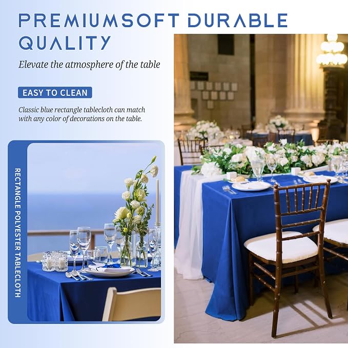 Pesonlook 12 Pack Royal Blue Rectangular Tablecloth 60 x 102 Inch for 6ft Tables - Image 2