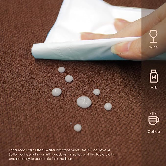 BALCONY & FALCON Rectangle Table Cloth Waterproof Brown 95"x55" | Rectangular Washable Wrinkle Resistant Table Cloth Linen Fabric Tablecloths for Dining Party Kitchen Wedding and Outdoor Use - Image 3