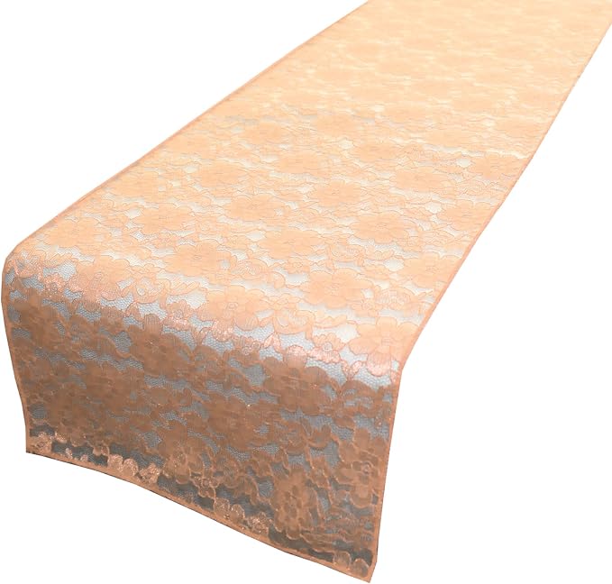 Zen Creative Designs 10 Pack Floral Lace Table Runner Sheer Lace Event Party Wedding Table Decor (12" by 108", Peach) by ZenCreativeDesigns