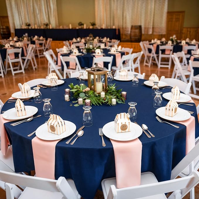 6 Pack Navy Blue Round Tablecloths, Diameter of 108 inch - Image 5
