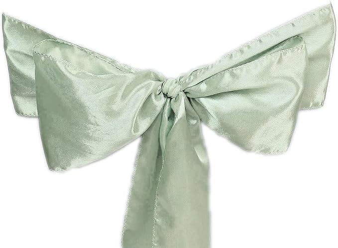 100 Sage Green Satin Chair Sashes Bows Ties for Wedding Decorations Party Supplies Events Chair Covers Decor Banquet Reception by BalsaCircle