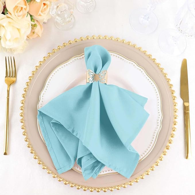 Tableclothsfactory Premium Pack of 100 Blue Premium 17" x 17" Washable Polyester Napkins Great for Wedding Party Restaurant Dinner Parties for Party & Decorations - Image 6