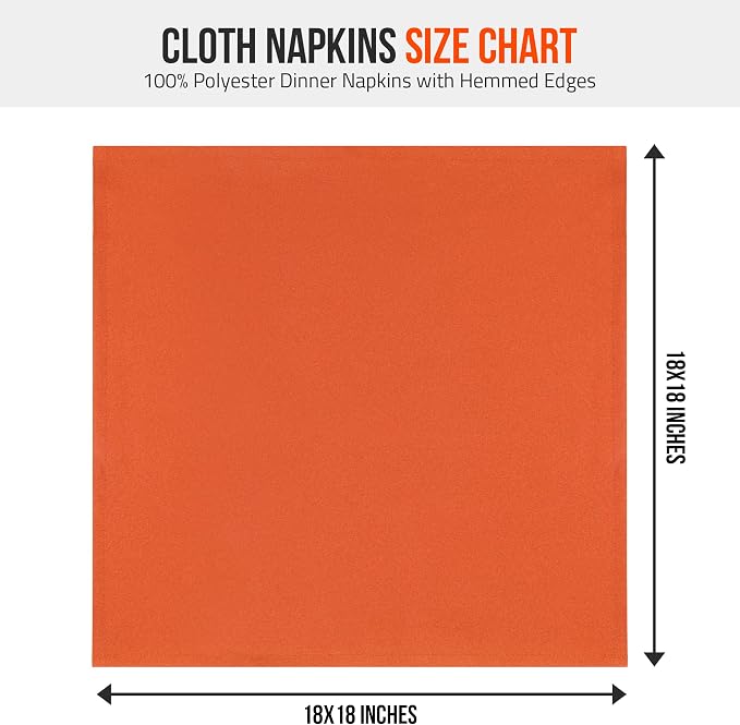 Utopia Home [12 Pack, Orange] Cloth Napkins 18x18 Inches, 100% Polyester | Hemmed Edges, Washable and Reusable Ideal for Parties, Weddings and Dinners - Image 4
