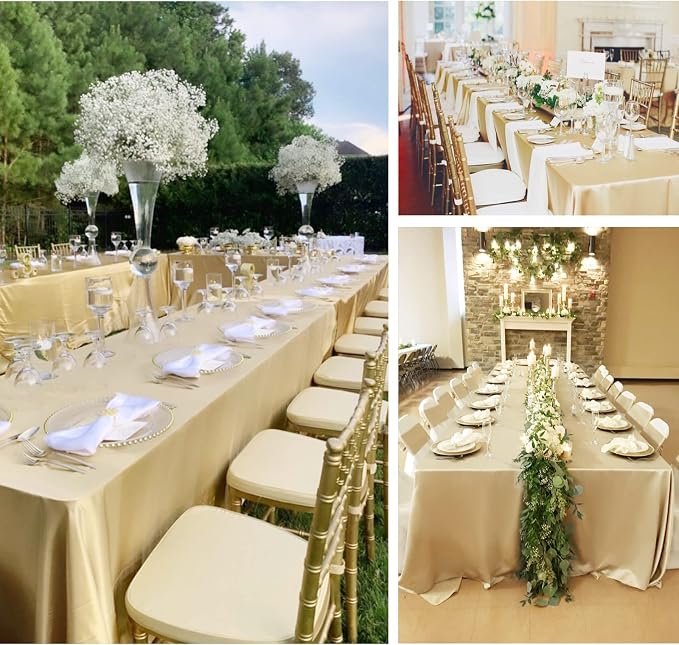 12 Pack Champagne Satin Tablecloth, 57 x 108 Inch - Image 6